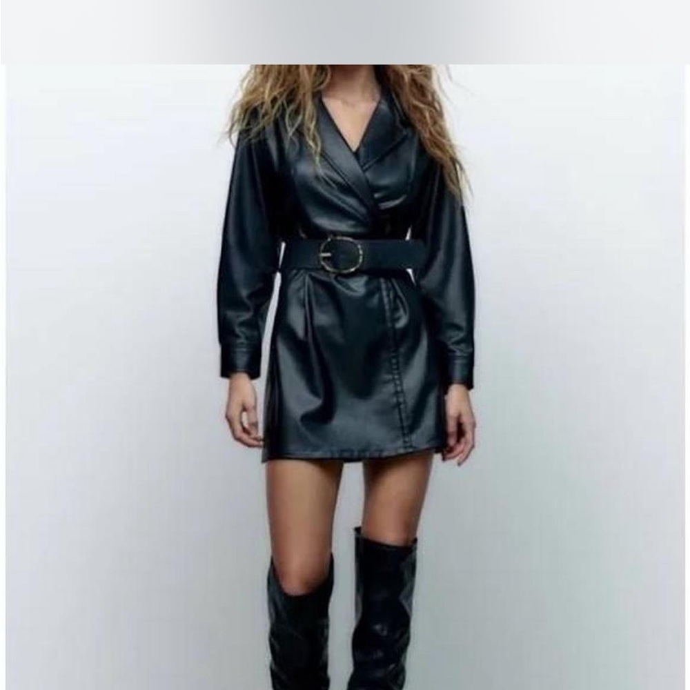 Zara faux leather mini dress